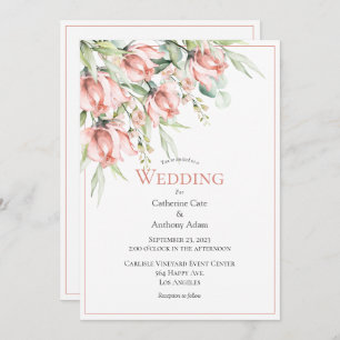 Elegant Floral Watercolor Wedding Invitation