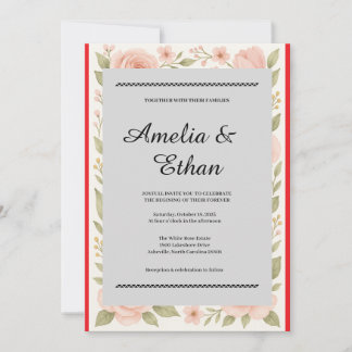 Elegant Floral Watercolor Wedding Invitation