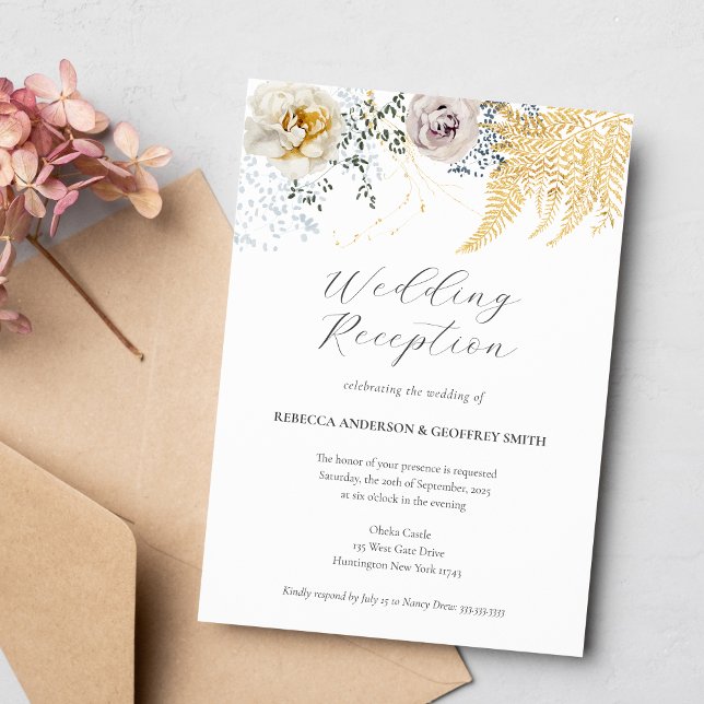 Elegant Floral Watercolor Wedding Reception Invitation (Creator Uploaded)