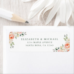 Elegant Floral Watercolor Wedding Return Address Label