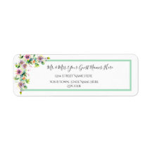 Elegant Floral Watercolor Wedding Return Address