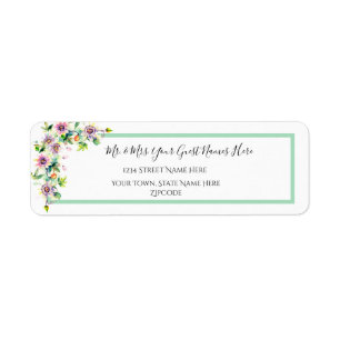 Elegant Floral Watercolor Wedding Return Address Label