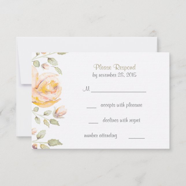 Elegant Floral Watercolor Wedding RSVP Cards (Front)