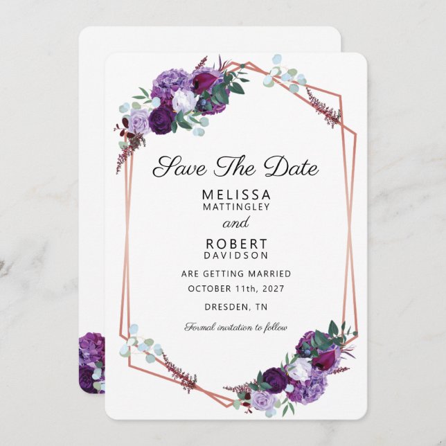 Elegant Floral Watercolor Wedding Save The Date (Front/Back)