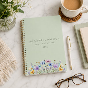 Elegant Floral Watercolor Wildflowers Minimal Planner