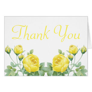 Elegant Floral Watercolor Yellow Rose Thank You 