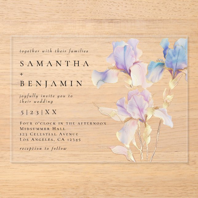 Elegant Floral Wedding Acrylic Invitations (Front)