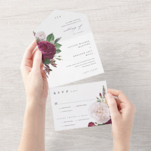Elegant Floral Wedding All In One Invitation