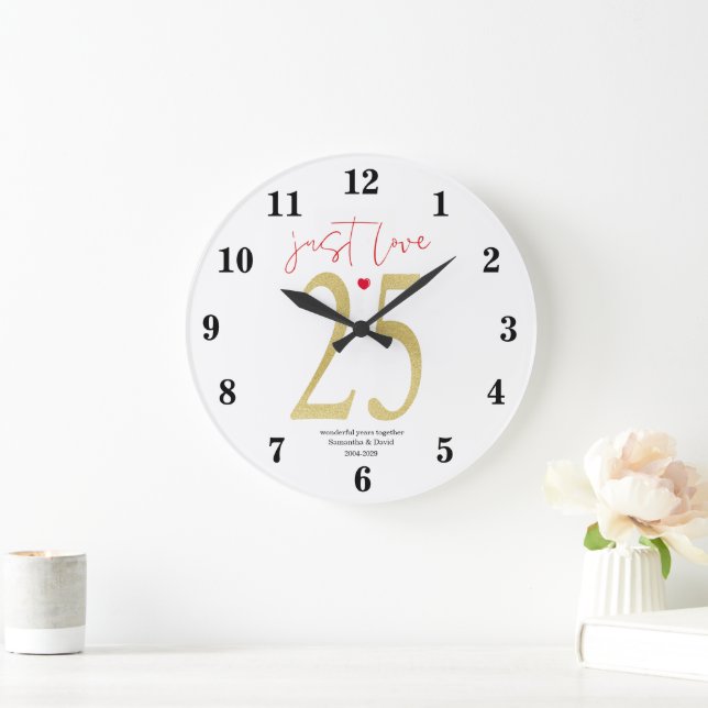 Elegant Floral Wedding Anniversary  Gift  Large Clock (Home)