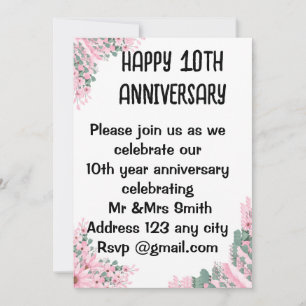 Elegant Floral Wedding Anniversary Invitation   Bi