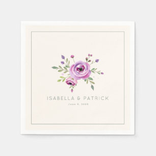 Elegant Floral Wedding Announcement Napkin
