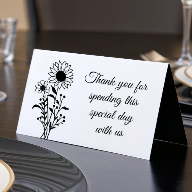Elegant Floral Wedding Black White Thank You Party (Creator Uploaded)