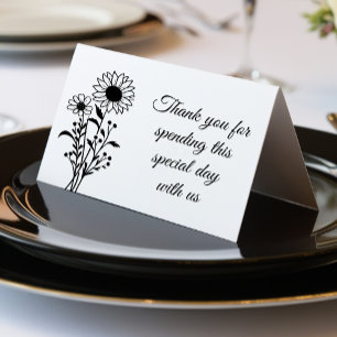 Elegant Floral Wedding Black White Thank You Party