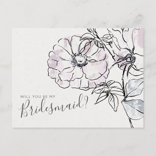 Elegant Floral Wedding Bridesmaid Proposal Card (Front)