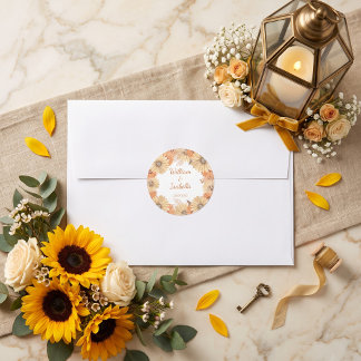 Elegant Floral Wedding Classic Round Sticker