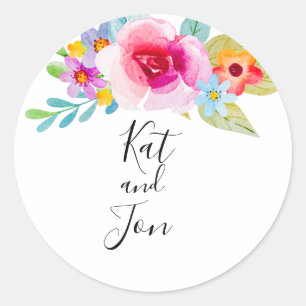 Elegant Floral Wedding Classic Round Sticker