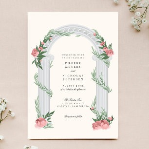 Elegant Floral Wedding Column Garden Wedding Invitation