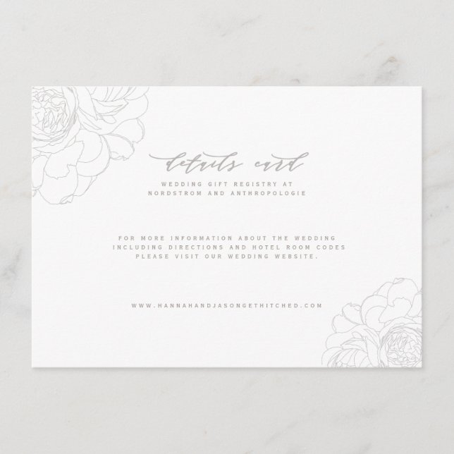 Elegant floral wedding details card (Front)