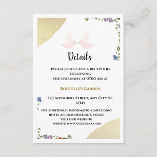 Elegant Floral Wedding Details Card (Enclosure Car