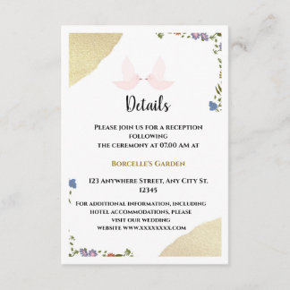 Elegant Floral Wedding Details Card (Enclosure Car