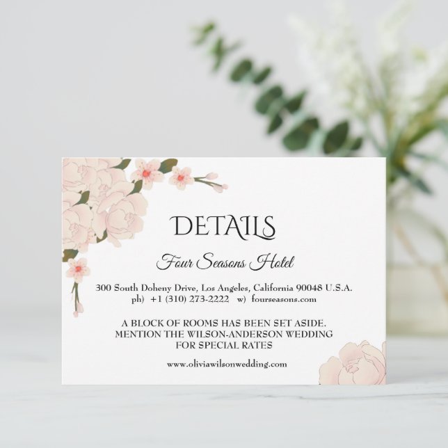 Elegant Floral Wedding Details Enclosure RSVP Card (Standing Front)