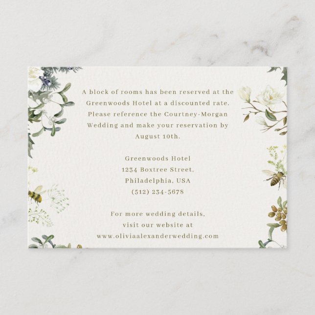 Elegant Floral Wedding Enclosure Card | Watercolor (Front)