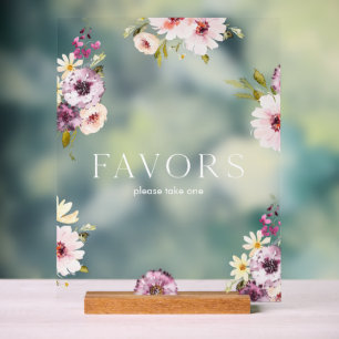 Elegant Floral Wedding Favor Sign