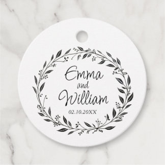 Elegant floral wedding favour tags