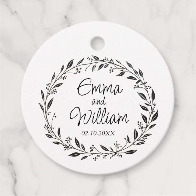 Elegant floral wedding favour tags (Front)