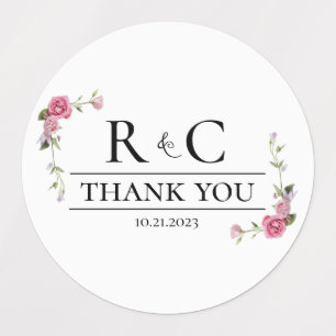 Elegant Floral Wedding Favour Thank You Sticker