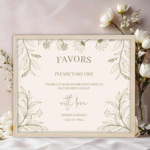 Elegant Floral Wedding Favours Sign 