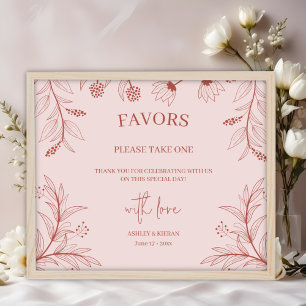 Elegant Floral Wedding Favours Sign
