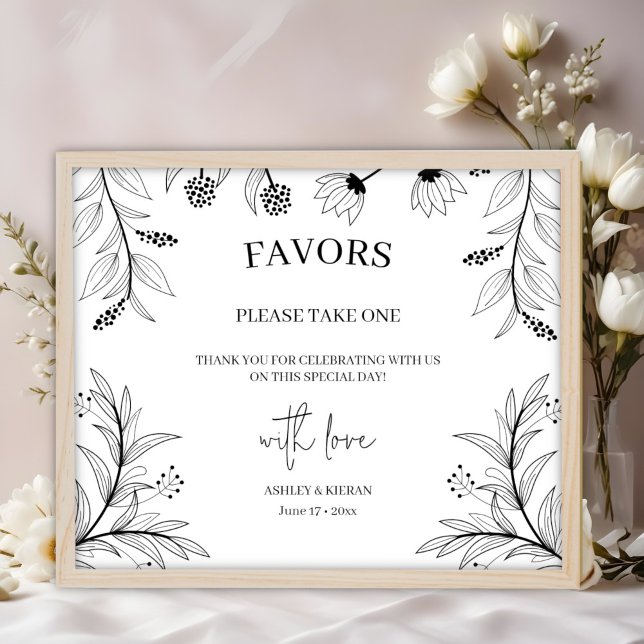 Elegant Floral Wedding Favours Sign  (Creator Uploaded)