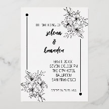 Elegant Floral Wedding Foil Invitation