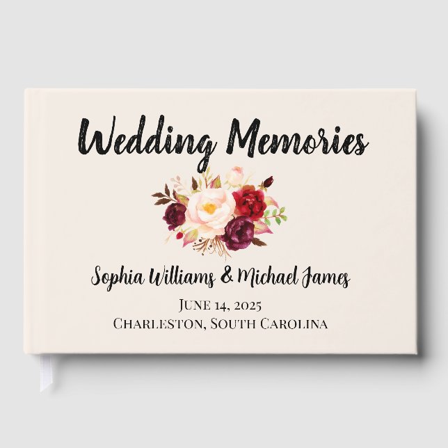 Elegant Floral Wedding Guest Book (Front)