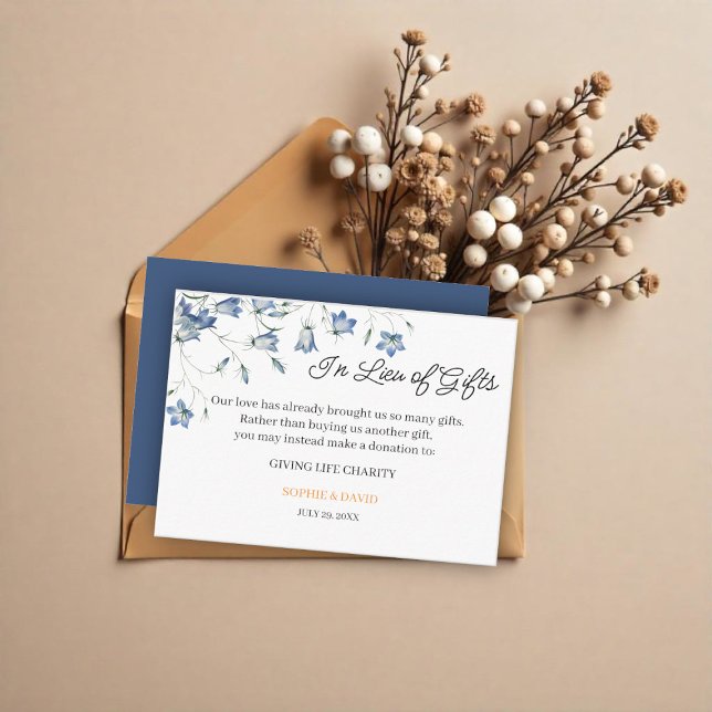 Elegant Floral Wedding  In Lieu of Gifts Enclosure Card (Creator Uploaded)