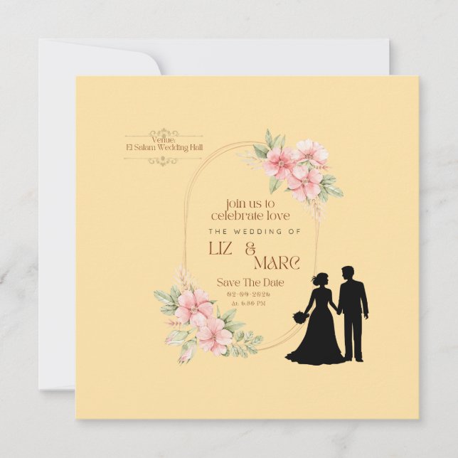 Elegant Floral Wedding Invitation  (Front)