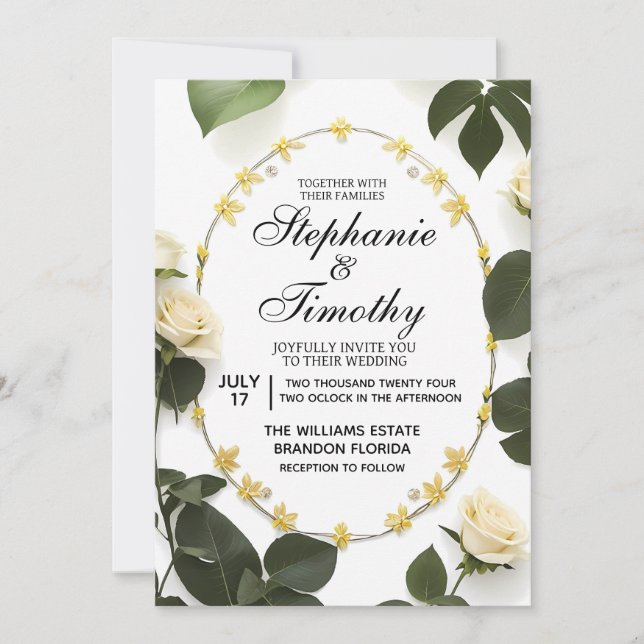 Elegant Floral Wedding Invitation (Front)
