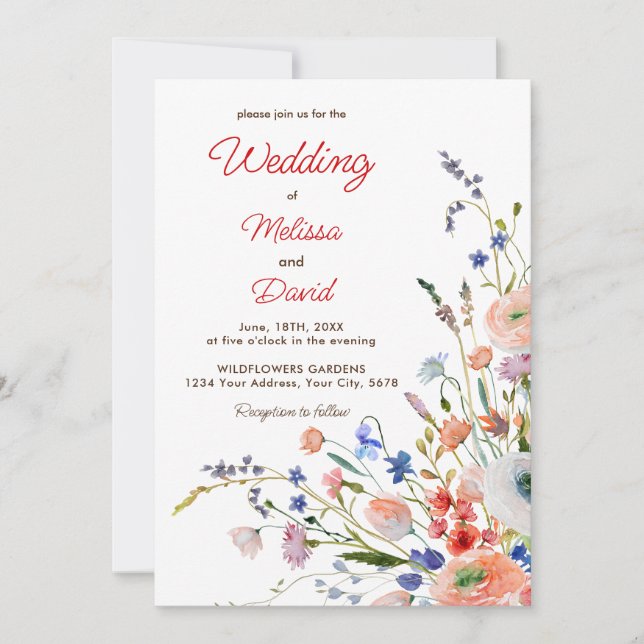 Elegant Floral Wedding Invitation (Front)