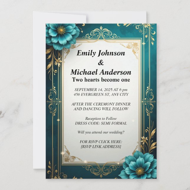  Elegant Floral Wedding Invitation (Front)