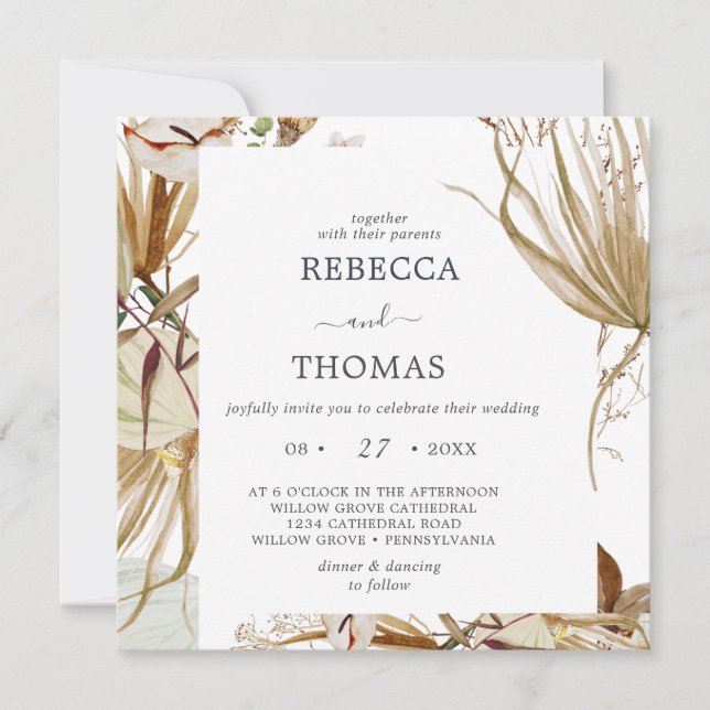 Elegant Floral Wedding Invitation (Front)