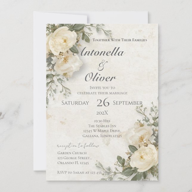 Elegant Floral Wedding Invitation (Front)