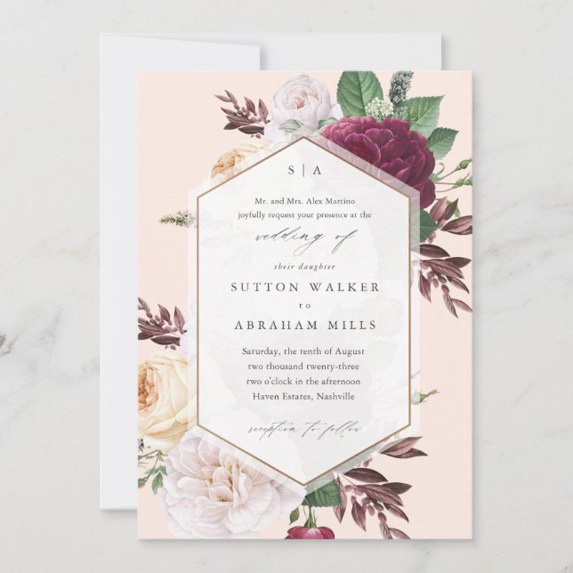 Elegant Floral Wedding Invitation (Front)