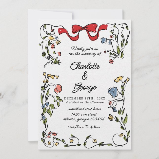 Elegant  Floral Wedding Invitation (Front)