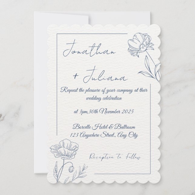 Elegant Floral Wedding Invitation (Front)