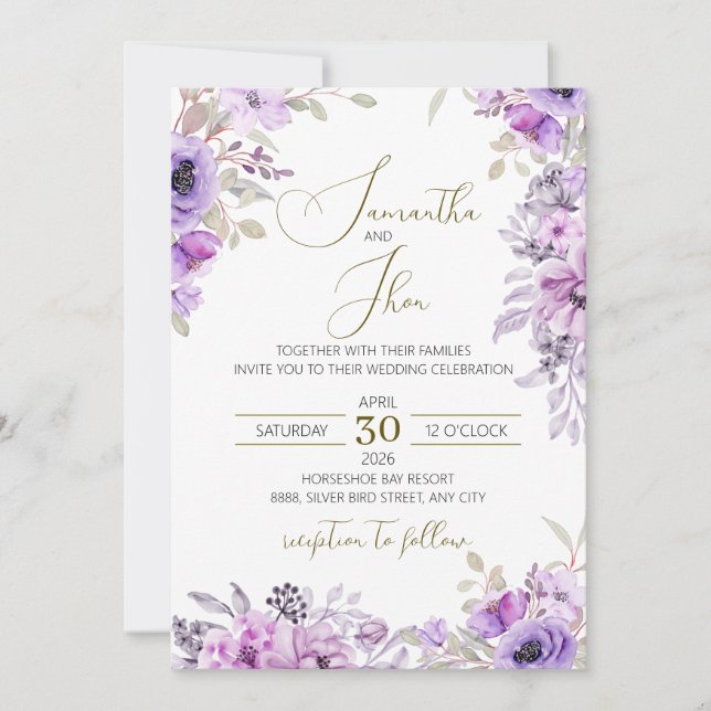 Elegant Floral Wedding Invitation (Front)