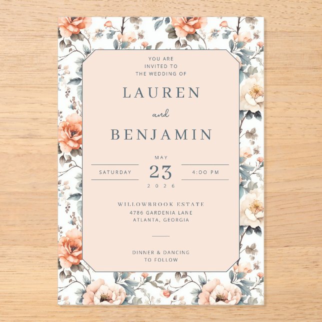 Elegant Floral Wedding Invitation (Front)