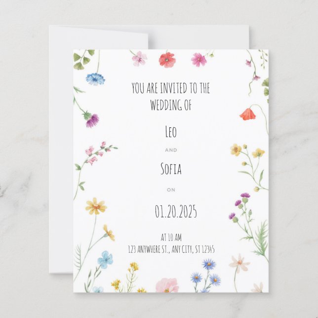 Elegant Floral Wedding Invitation (Front)