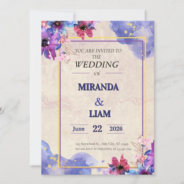 Elegant Floral Wedding Invitation (Front)