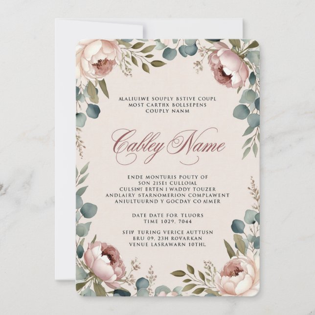Elegant Floral Wedding Invitation  (Front)